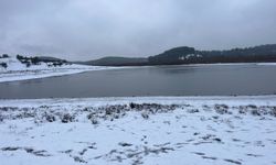 Buldan Yayla Gölü beyaza büründü