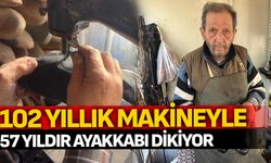 102 yaşındaki makinesiyle 57 yıldır eski ayakkabıları yeniliyor