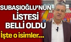 Subaşıoğlu'nun Listesi Belli Oldu