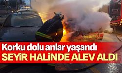 Denizli’de araç seyir halinde alev aldı!