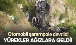 Buldan’da otomobil şarampole devrildi