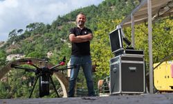 Gökkuşağının altından dronla geçmeyi denedi