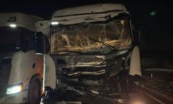 İki tır ve otomobilin çarpıştığı kazada bir kişi yaralandı