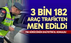 3 bin 182 araç trafikten men edildi