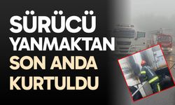 Sürücü yanmaktan son anda kurtuldu