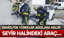 Denizli’de yürekler ağızlara geldi! Seyir halindeki araç…