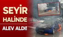 Uşak'ta seyir halindeki otomobil alev aldı...