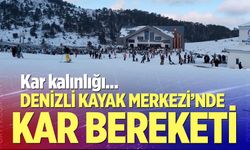 Denizli Kayak Merkezi’nde kar bereketi