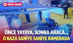 Denizli'de bir garip kaza! Aniden hareket eden otomobil yaya ve araçların arasına daldı...