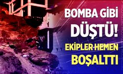 Denizli'de inşaat kazısından kopan kaya binanın üzerine düştü