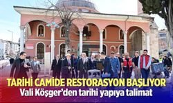 Vali Köşger, Kayalık Camisi'nde incelemelerde bulundu