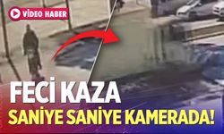 Motosikletiyle yaya geçidinden geçmek isteyen adamın hayatını kaybettiği kaza kamerada...