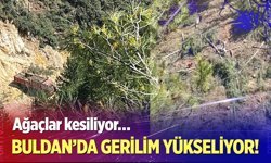 Buldan’da tartışmalı maden sahasında ağaç kesimi başladı