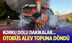 Seyir halindeki otobüs alev topuna döndü