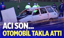 Denizli'de otomobil takla attı