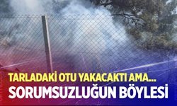 Tarlasındaki otları temizlerken ormanlık alanı yaktı