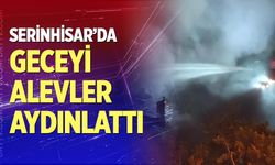 Serinhisar'da geceyi alevler aydınlattı