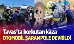 Tavas'ta otomobil şarampole devrildi