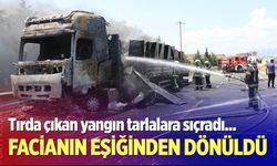 Tırda çıkan yangın tahıl tarlalarına sıçradı