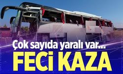 Kütahya-Afyonkarahisar kara yolunda yolcu otobüsü devrildi