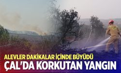 Çal'da korkutan yangın!