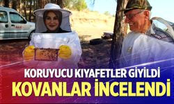 Koruyucu kıyafetler giyildi, kovanlar incelendi
