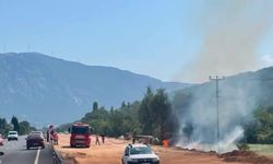 Muğla-Denizli yolunda korkutan yangın