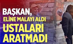 Başkan eline malayı aldı, ustaları aratmadı