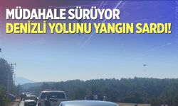 Muğla-Denizli karayolundaki yangına müdahale sürüyor