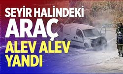 Denizli’de Seyir Halindeki Hafif Ticari Araç Alev Alev Yandı