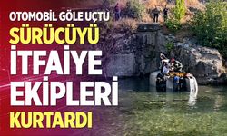 Otomobil göle uçtu: Sürücüyü itfaiye ekipleri kurtardı