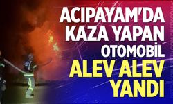 Acıpayam'da Kaza Yapan Otomobil Alev Alev Yandı