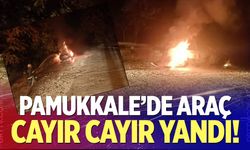 Pamukkale'de araç cayır cayır yandı!