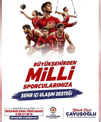 Denizli Büyükşehir’den milli sporculara ücretsiz ulaşım desteği