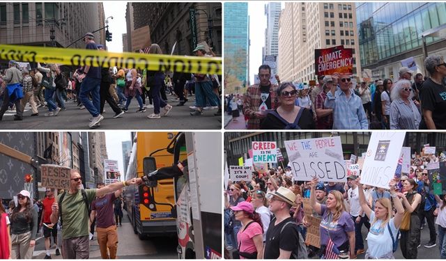 New York'ta binlerce aktivist göçmenlik ve işten çıkarma gibi konuları protesto etti