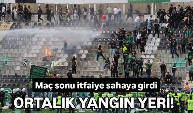 Tribünler maç sonu karıştı, itfaiye sanaya girdi...
