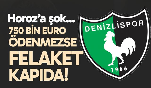 Denizlispor’da 750 bin Euro ödenmezse felaket kapıda!