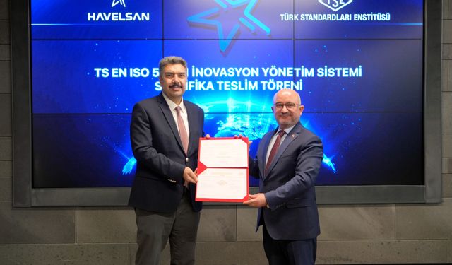 HAVELSAN, yazılım alanında TSE EN ISO 56001 Belgesi’ni alan ilk savunma sanayi şirketi oldu