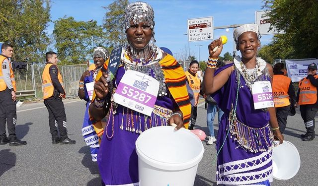 Tanzanyalı Masailer 47. Avrasya Maratonu'nda su farkındalığı için koştu