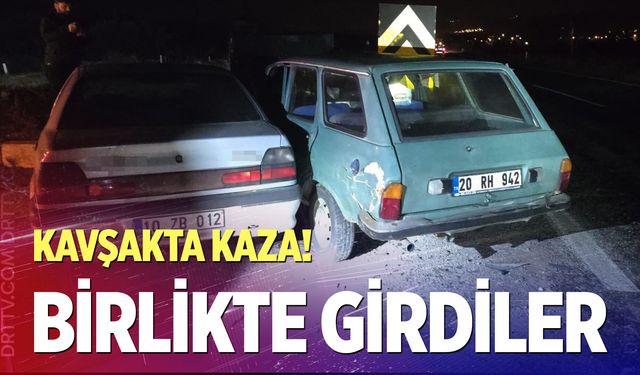 Denizli Buldan’da kaza! İki otomobil kavşakta...