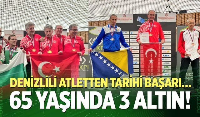 65 yaşındaki Denizlili atlet üç altın madalya yurda döndü