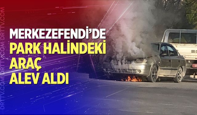 Denizli’de park halindeki araç alev aldı