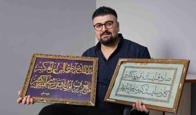 126 yıllık altın sırma hat levhası görenleri hayran bıraktı