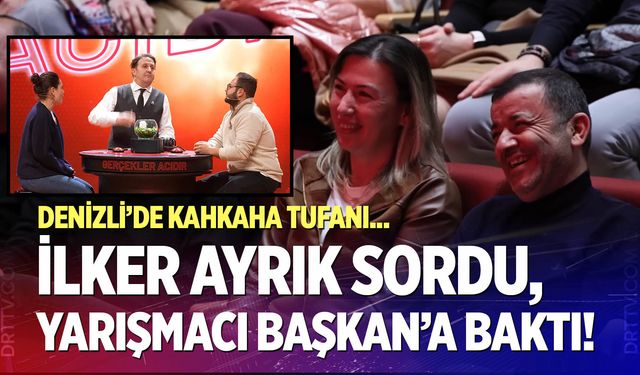 Denizli’de kahkaha tufanı… İlker Ayrık sordu, yarışmacı Başkan'a baktı