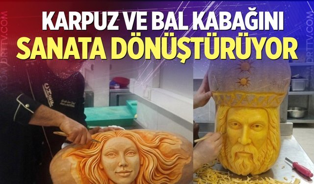 Karpuz ve bal kabağıyla mutfağı sanat atölyesine çeviriyor