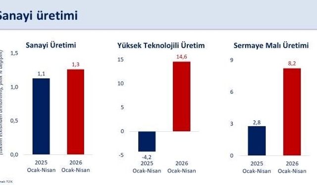 "Sanayi üretimi nisanda yıllık yüzde 6 arttı"
