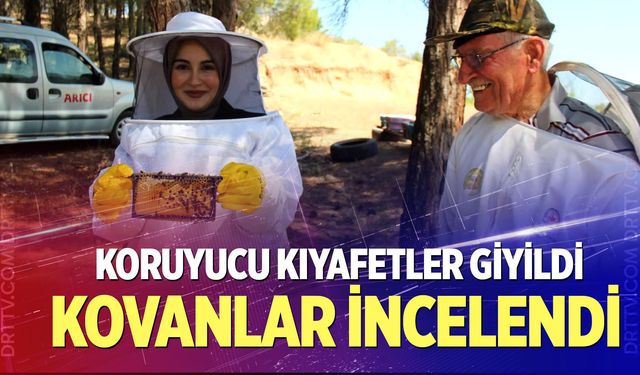 Koruyucu kıyafetler giyildi, kovanlar incelendi