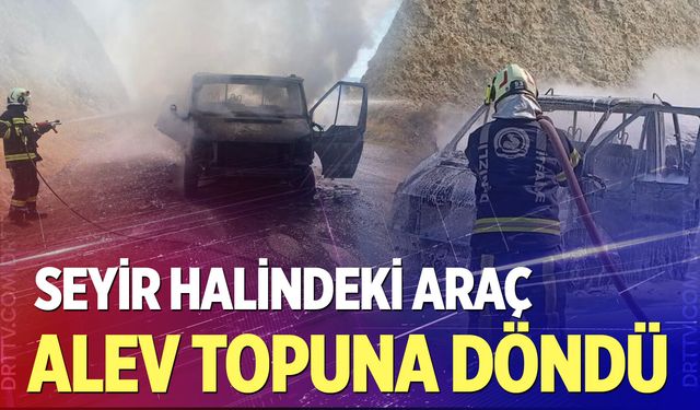 Sarayköy’de seyir halindeki araç alevlere teslim oldu