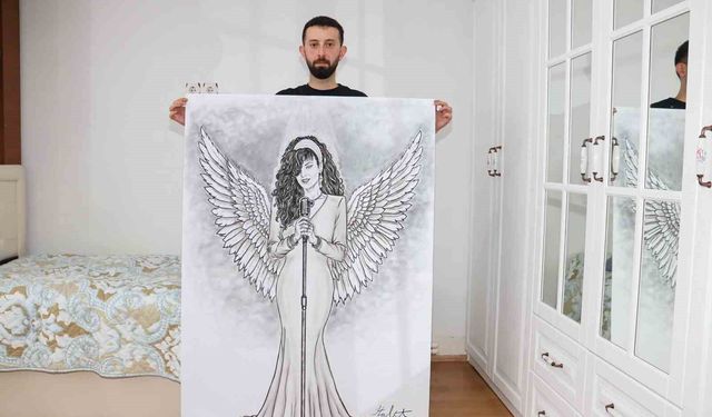 Kömür çuvalından seçtiği parçalarla Bergen’in portresini çizdi