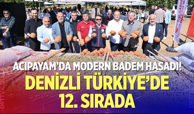 Acıpayam’da modern badem hasadı! Denizli Türkiye’de 12’nci sırada